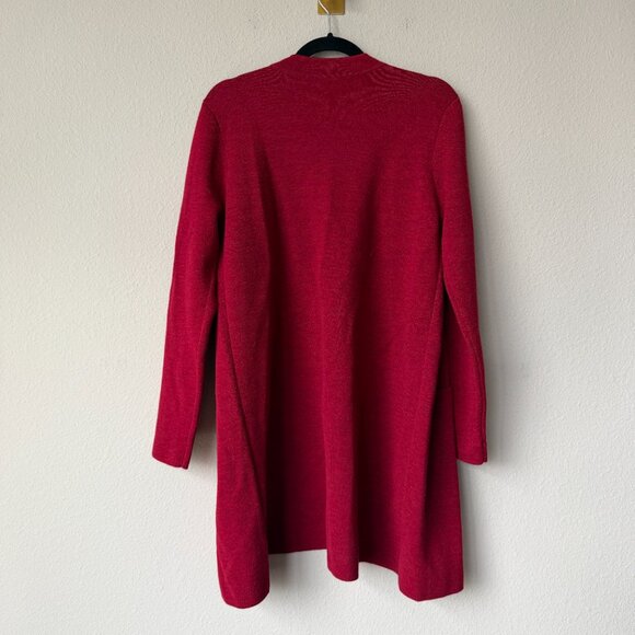 NEW Eileen Fisher Red Wool Open Front Cardigan Size M - Picture 3 of 6